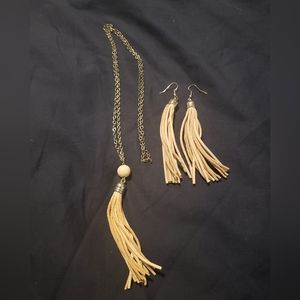 Suede tassel necklace/earrings set